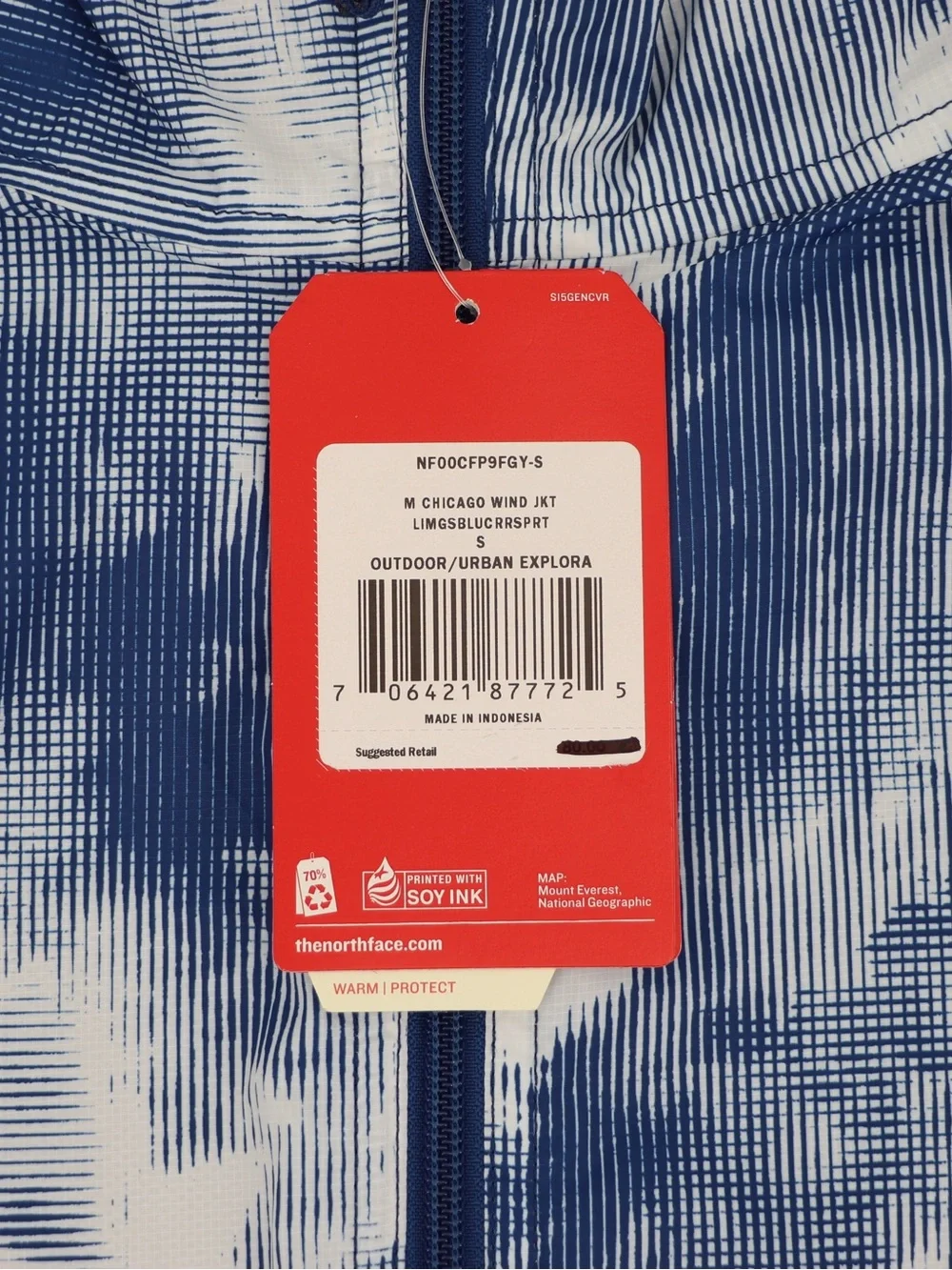 Brand New The North Face Small Men’s Chicago Wind Hooded Jacket Blue Grey